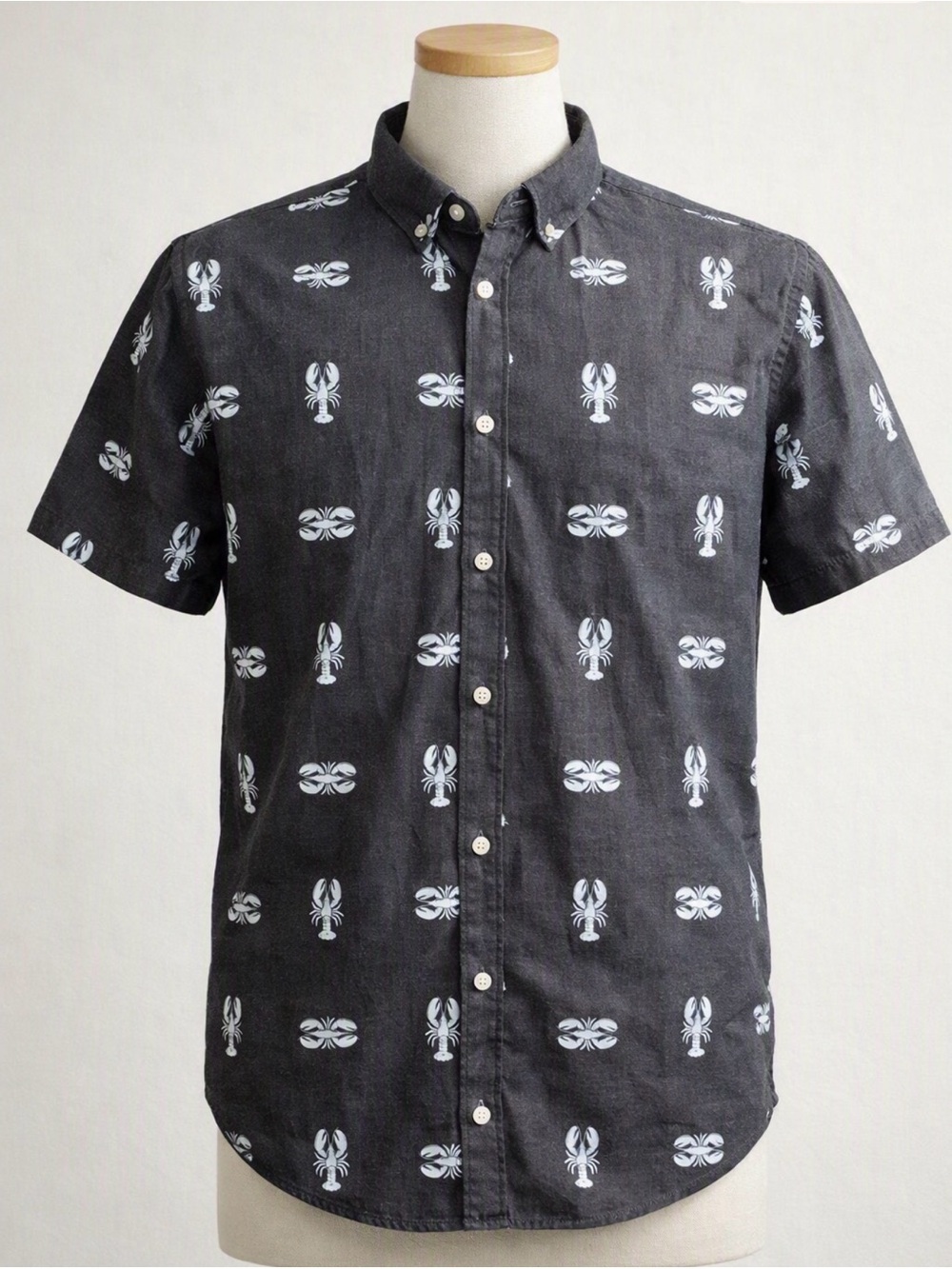 Daniel Hechter Blue /gray short-Sleeve Button-Down with Lobster Print